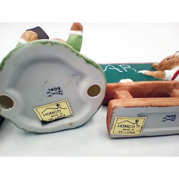 Homco Classroom Bear Figure Set Teacher Students Chalkboard Globe Desk Vintage - Picture 13 of 16